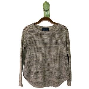 Paper Crane Anthropologie Light Sweater Open Knit Weave Semi Sheer White Black